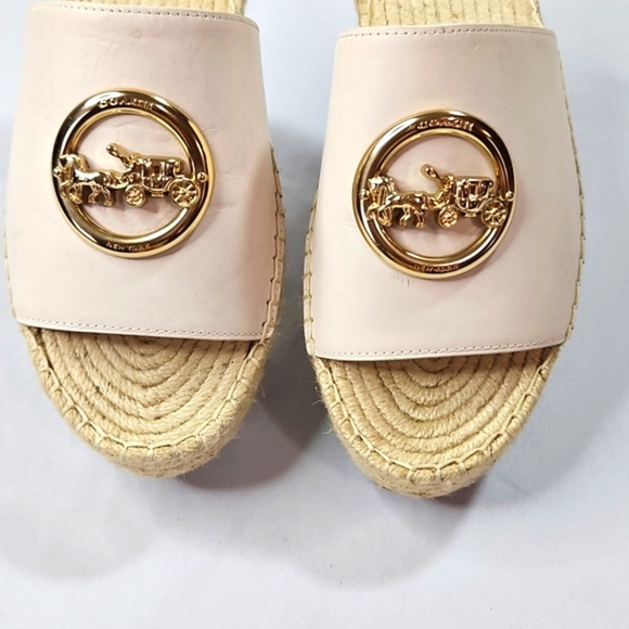 Coach Women's Cream Slide Sandals Espadrilles Wedges Size 8.5 - Picture 4 of 9